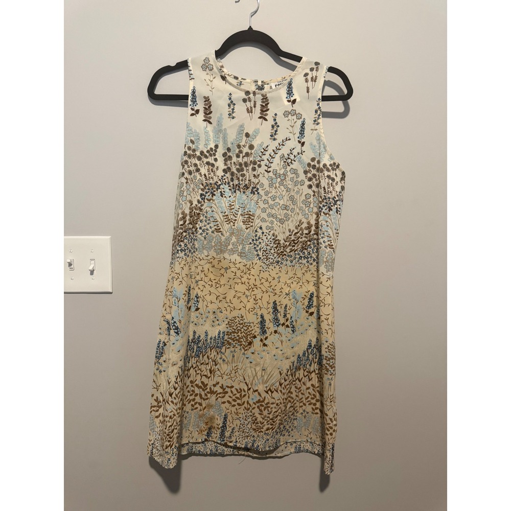 California Concepts Floral Wildflower Shift Dress Sleeveless Cream Blue Size 9